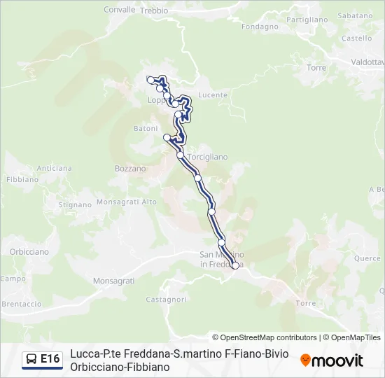 Percorso linea bus E16