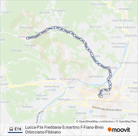 Percorso linea bus E16