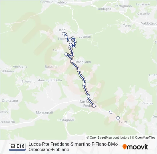 Percorso linea bus E16