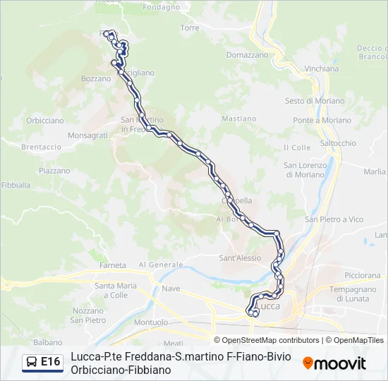 E16 Bus Line Map