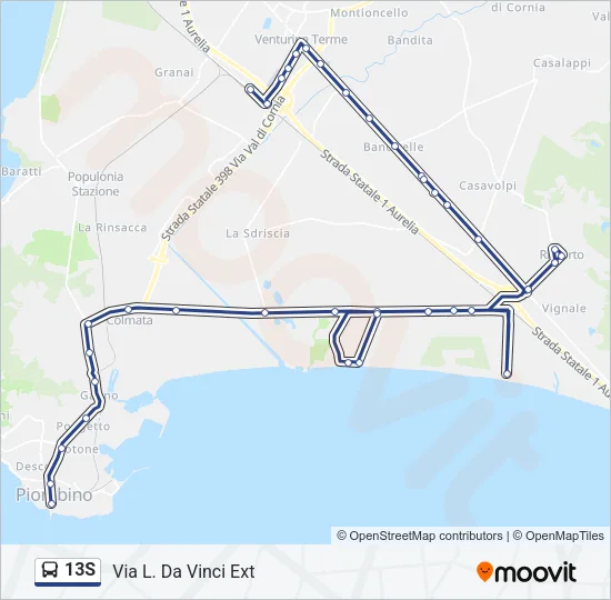 Percorso linea bus 13S