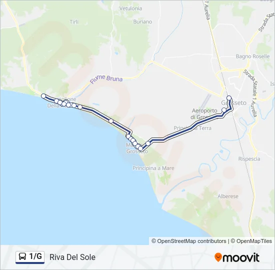 1/G Bus Line Map
