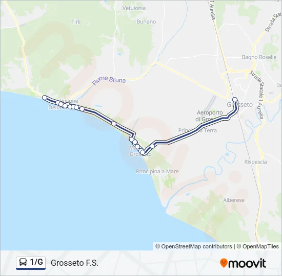 1/G Bus Line Map