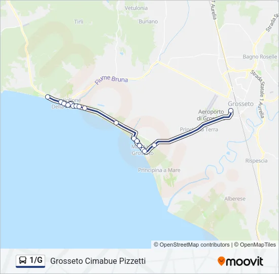 1/G Bus Line Map