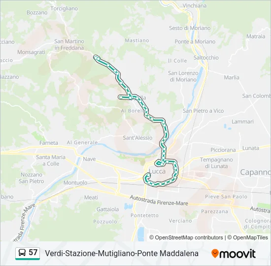 57 Bus Line Map