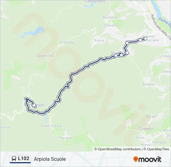 L102 Bus Line Map