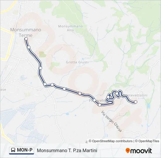 Percorso linea bus MON-P