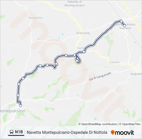N1B Bus Line Map