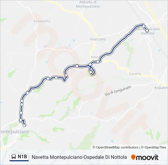 N1B Bus Line Map