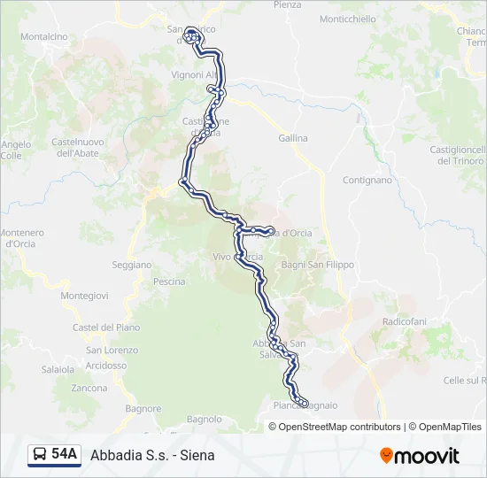 54A Bus Line Map
