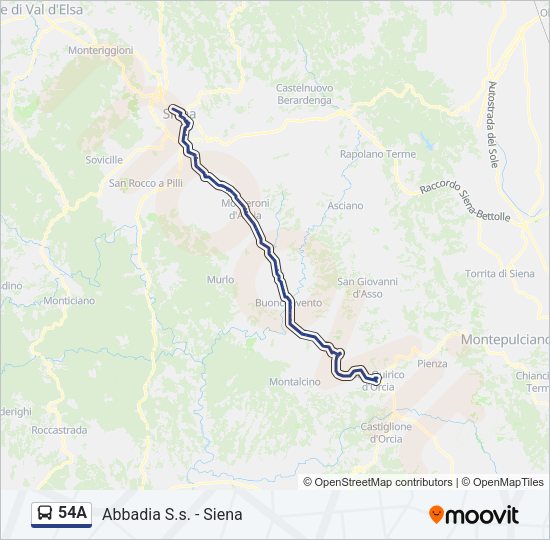 54A Bus Line Map