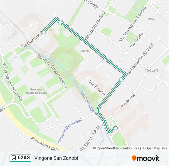 62AS Bus Line Map