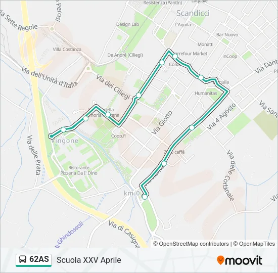 62AS Bus Line Map