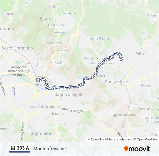 333 A Bus Line Map