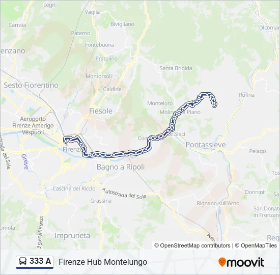 333 A Bus Line Map