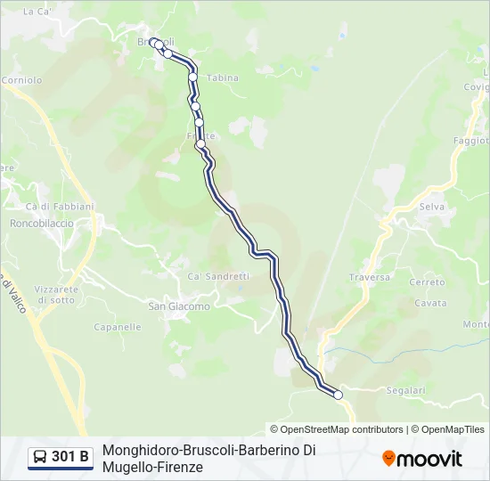 301 B Bus Line Map