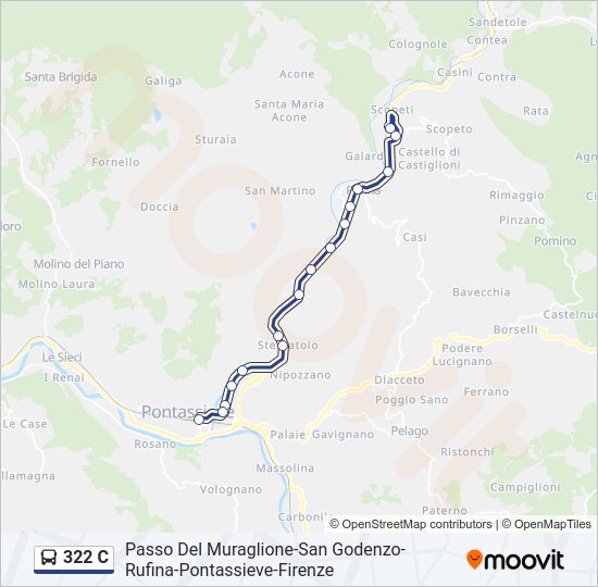 Percorso linea bus 322 C