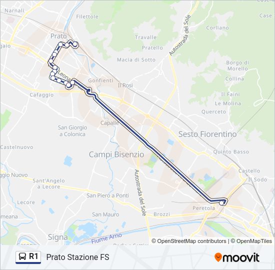 R1 Bus Line Map