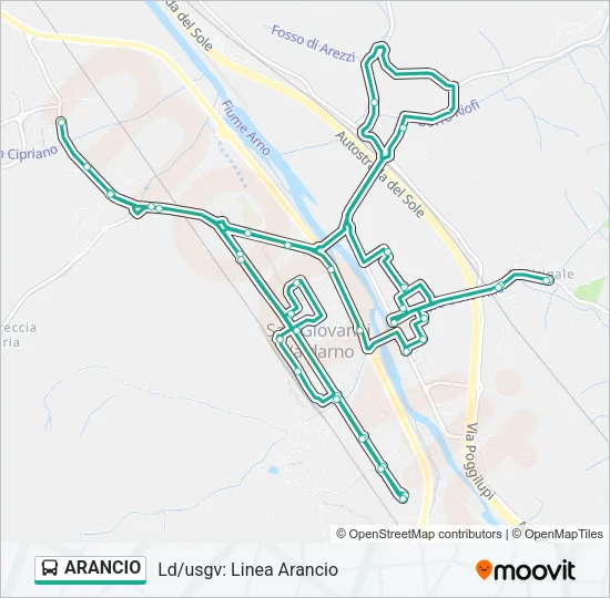 Percorso linea bus ARANCIO