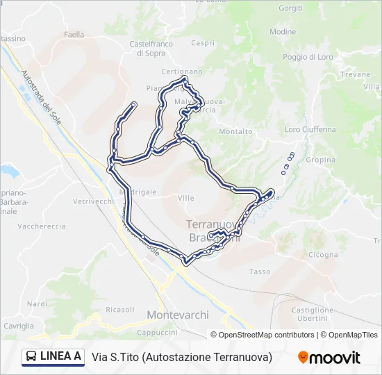 LINEA A Bus Line Map