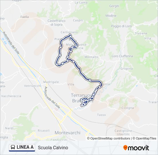 LINEA A Bus Line Map