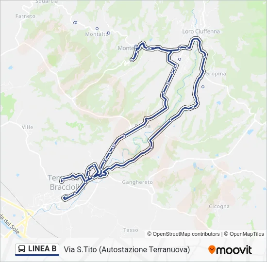 LINEA B Bus Line Map
