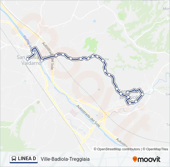 Percorso linea bus LINEA D