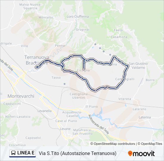 LINEA E Bus Line Map