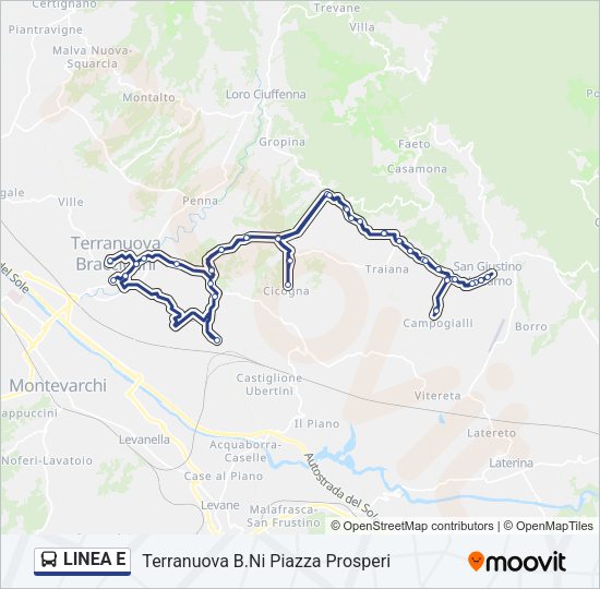 LINEA E Bus Line Map