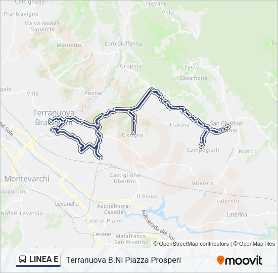 Percorso linea bus LINEA E
