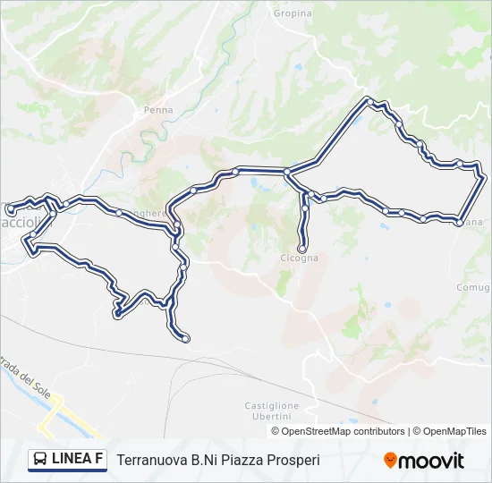 Percorso linea bus LINEA F