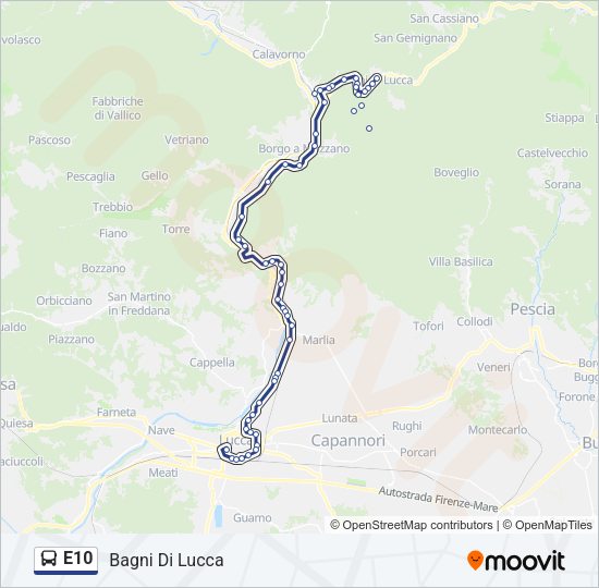 E10 Bus Line Map
