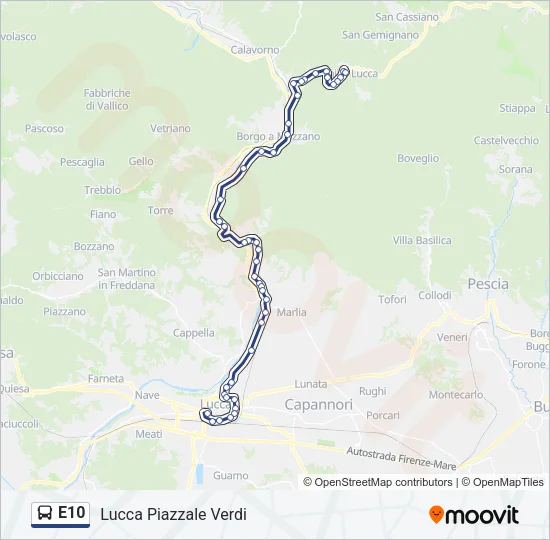 E10 Bus Line Map