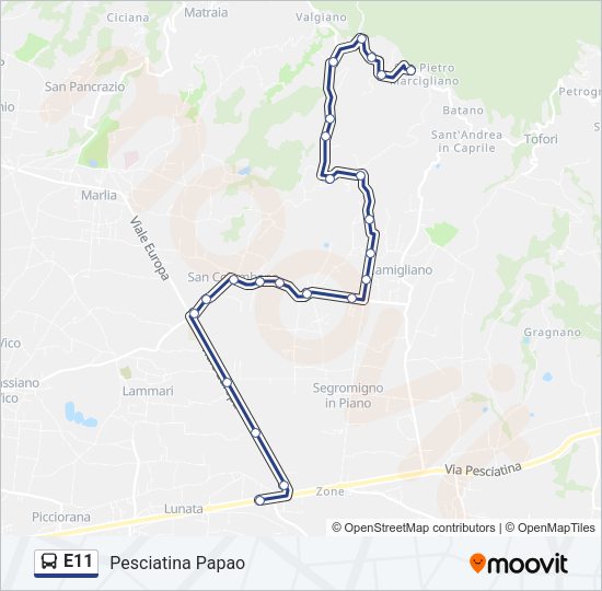 E11 Bus Line Map