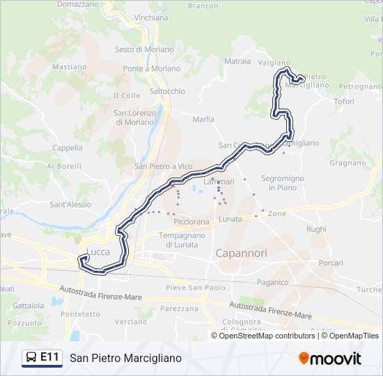 E11 Bus Line Map