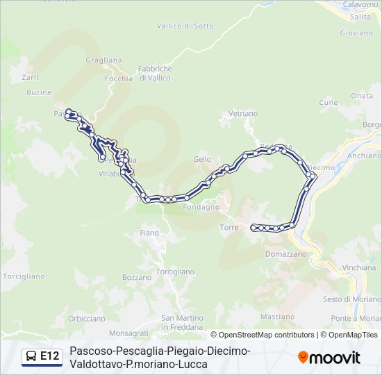 E12 Bus Line Map
