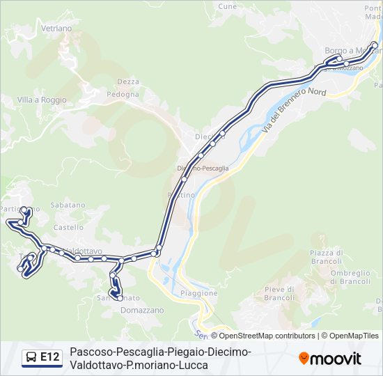 E12 Bus Line Map