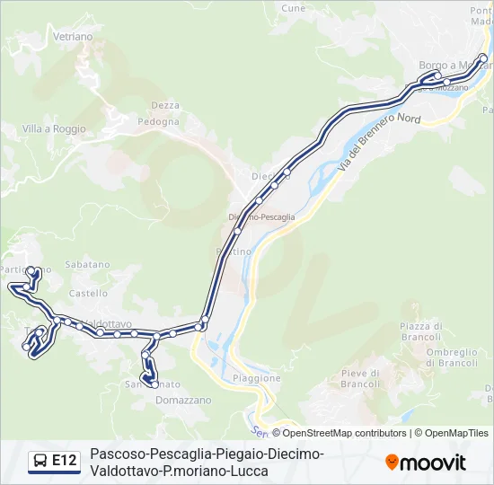 E12 Bus Line Map