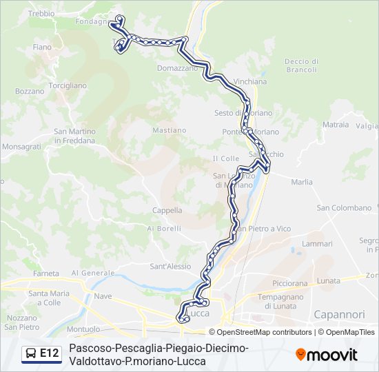E12 Bus Line Map