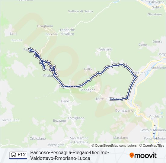 E12 Bus Line Map