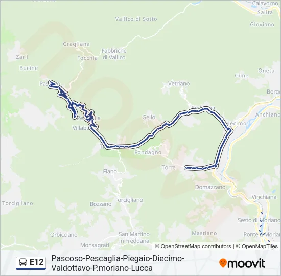 E12 Bus Line Map