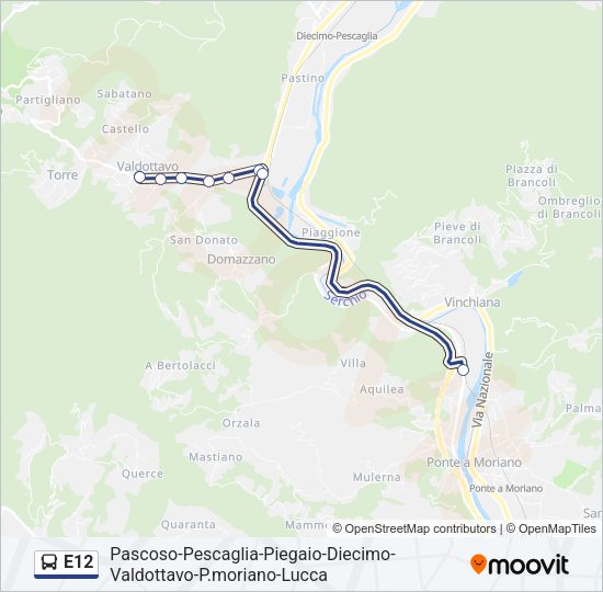 E12 Bus Line Map
