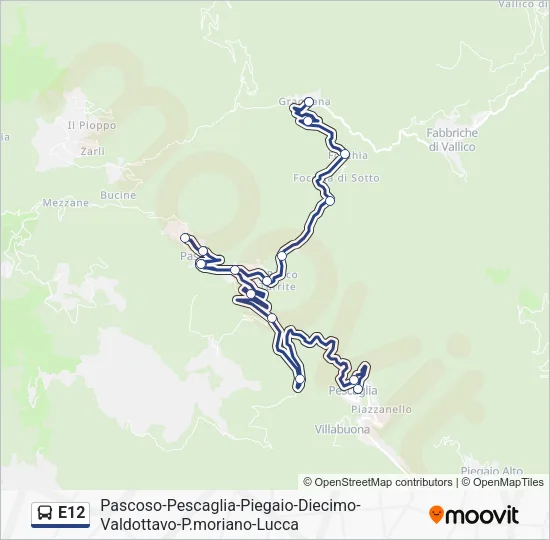 E12 Bus Line Map