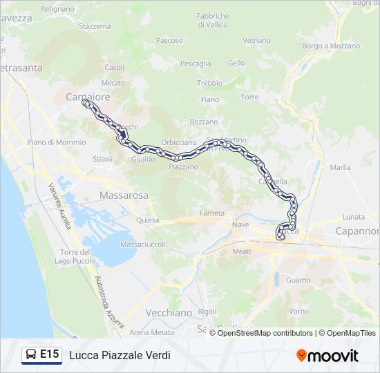E15 Bus Line Map