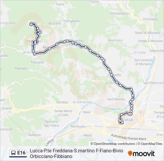 E16 Bus Line Map
