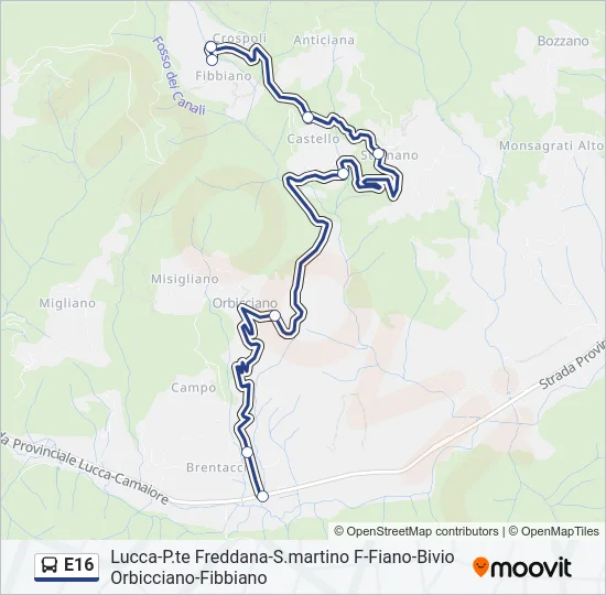 E16 Bus Line Map