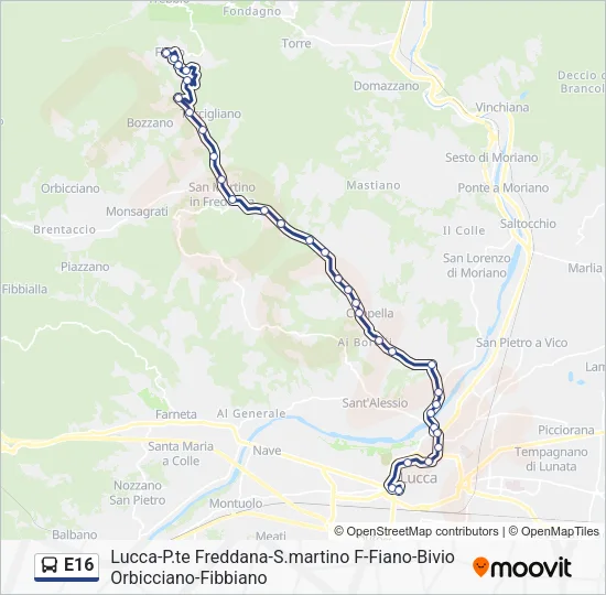 E16 Bus Line Map