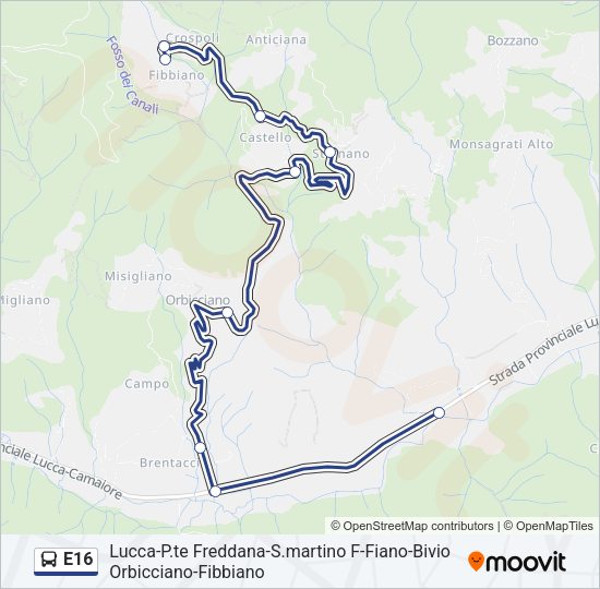 E16 Bus Line Map