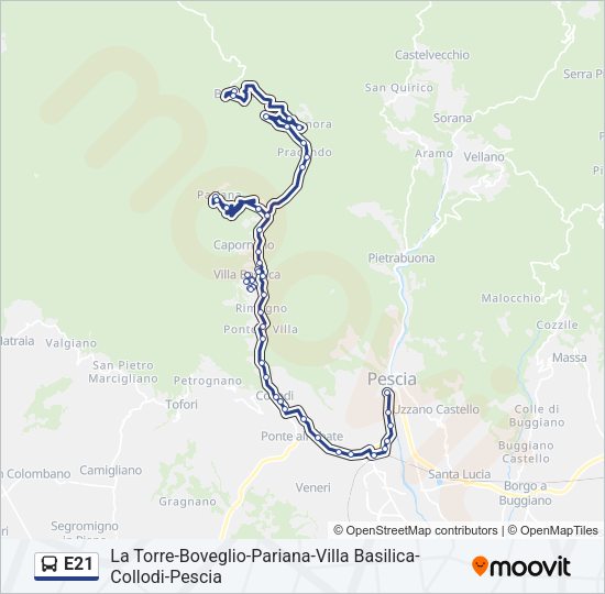 E21 Bus Line Map