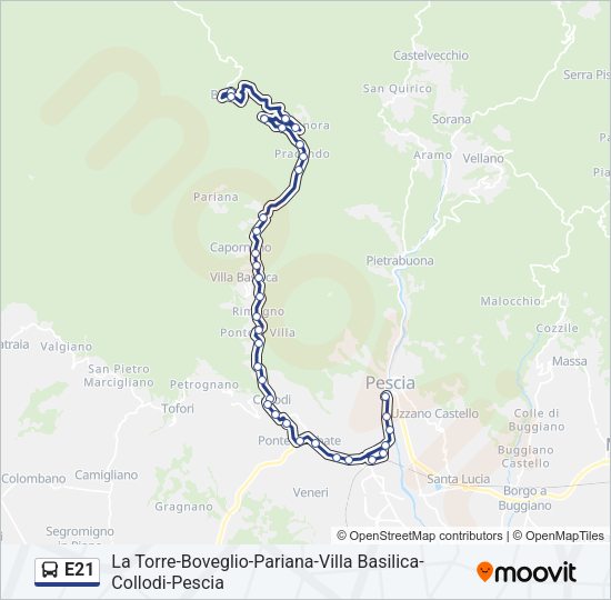 E21 Bus Line Map